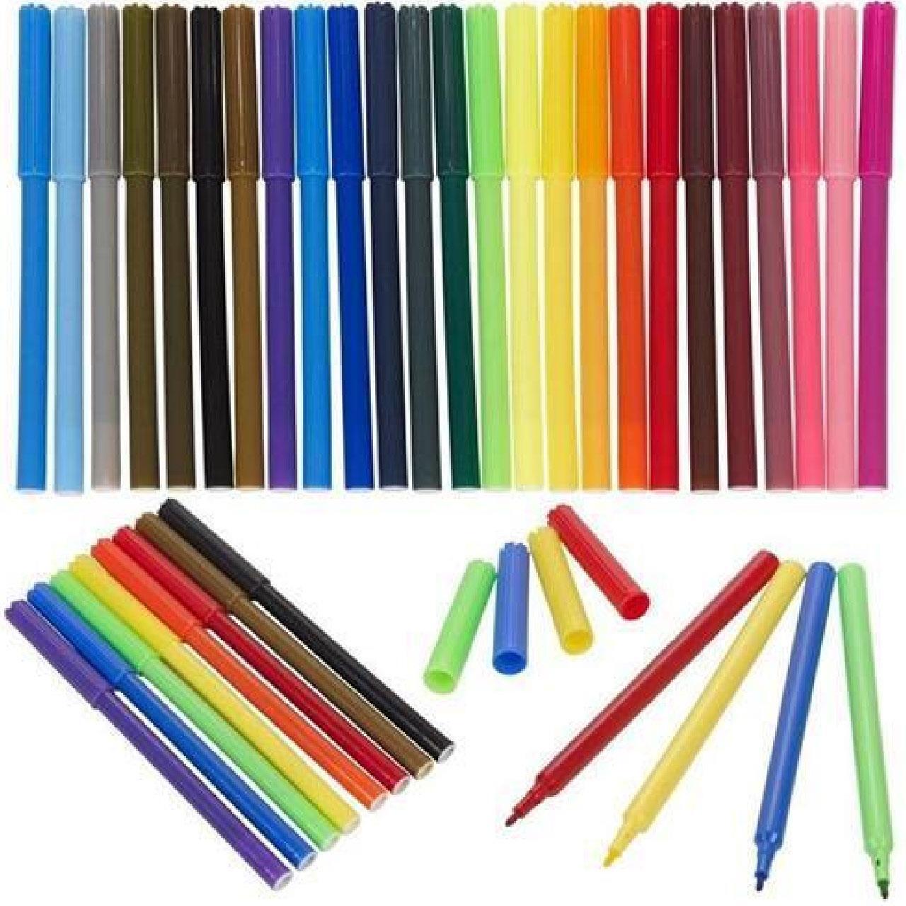 50 Felt Tip Pens Set Fine Fibre Drawing Markers Colouring Art School