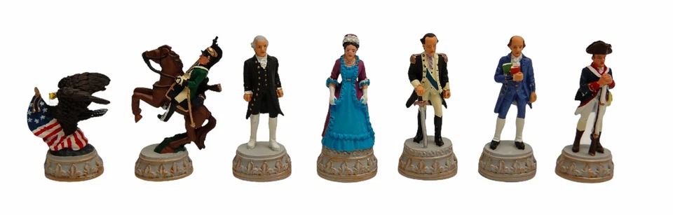 Juego de ajedrecistas pintados a mano de la Guerra de Independencia de Estados Unidos Foto 3 de 3