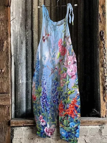 Mono holgado boho de mujer talla grande mono verano retro peto pantalones harén DE - Imagen 57 de 73