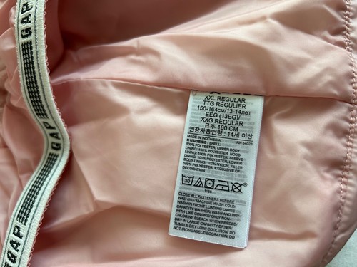 NWT Gap Kids Girls XXL Pink Puffer Jacket Water Repellent Zip Up Coat New - Picture 9 of 9