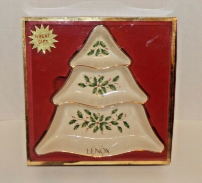 LENOX - NIB - Tree-Shaped Divided Serving Dish Bowl - Large Size - Holiday 