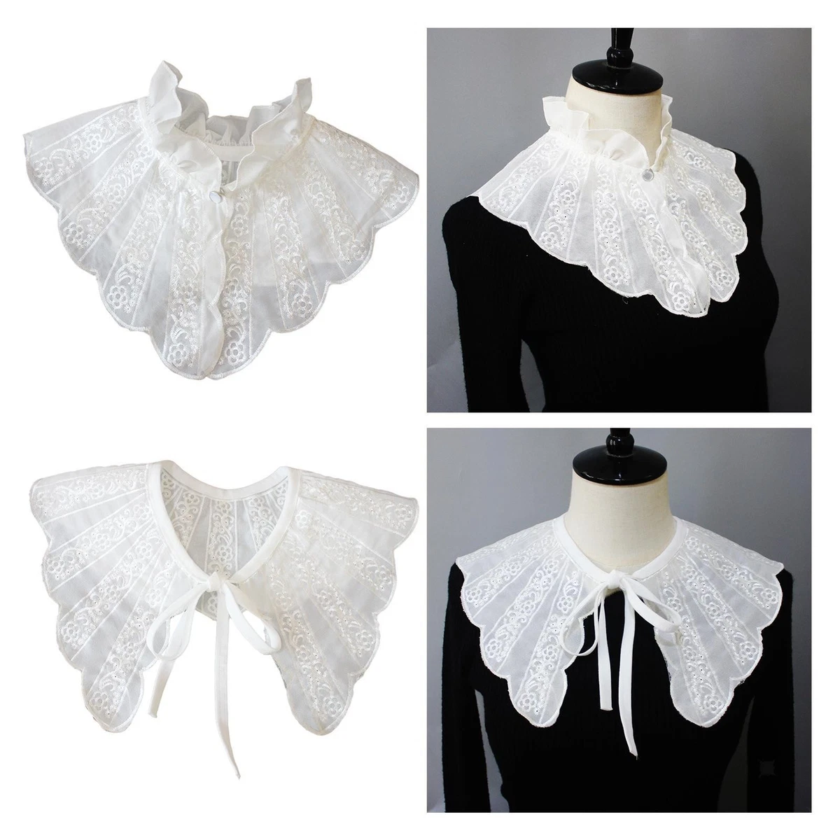 NLAND Colletto Finto Donna Inverno Collo Alto Staccabile Collare a Blusa Dolcevita Cotone Morbido Mezzo Top Scaldacollo (Bianco