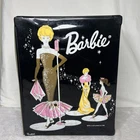 Vtg Mattel 1962 Barbie Black Vinyl Fashion Pak Doll Case With Handle Ponytail