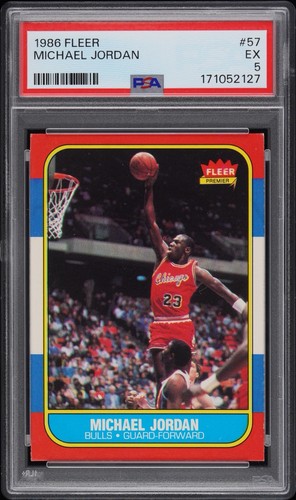 1986 FLEER BASKETBALL #57 MICHAEL JORDAN RC BULLS FRESHLY SLABBED PSA 5!!!