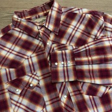 VTG Wrangler Men's Western Cowboy Pearl Snap Shirt XL Red Plaid Long Sleeve