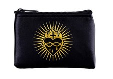 Sacred Heart Black 3" Zip Rosary Pouch, New AB-329-R2-A