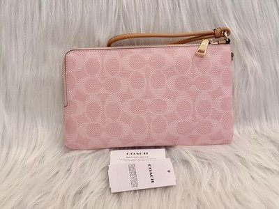 NWT Coach Double Zip Wristlet In Signature Canvas With Charms