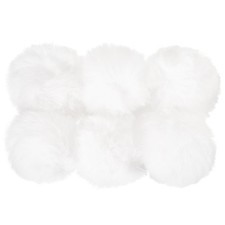 6 x Faux Fur Pom Poms for Hats Fluffy Soft Fur Poms Balls White