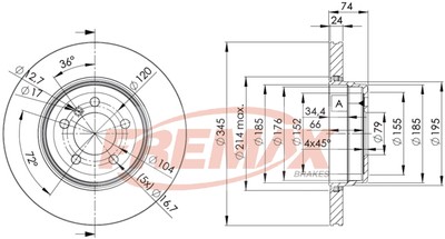 Remax BD-3409 Brake Disc for BMW