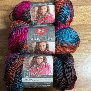Red Heart Unforgettable Garn - 3 Packungen à 100g, Acryl, Stärke 4, 270m, Für Stricken & Häkeln, Maschinenwaschbar