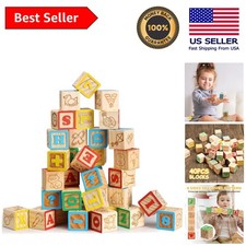 Deluxe 40-Piece Wooden ABC Blocks Set for Early Learning - Safe Fun for Toddlers