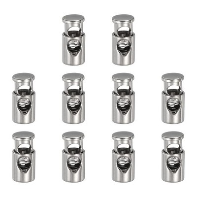 10Pcs Metal Cord Locks 5mm Single-Hole Cord Locks Silver