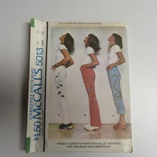 McCall’s 5013 1970s Women’s Cigarette Pants Sewing Pattern Sz 10