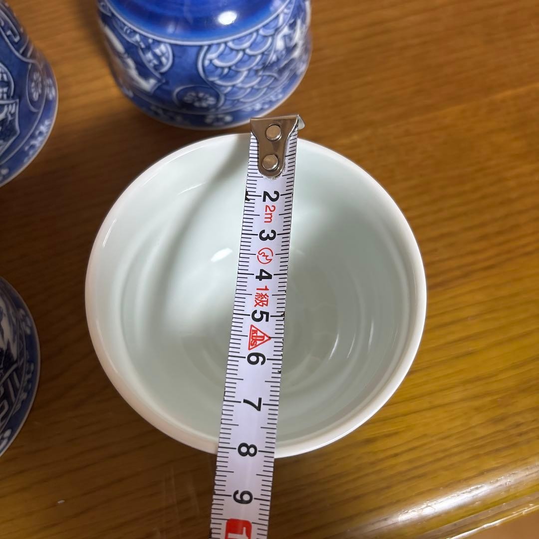 Arita Ware Aoka Teacup Set 5pcs Blue White Traditional Design Used