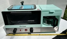 Americana 3-in-1 Deluxe Breakfast Center Toaster Oven Coffee Griddle EBK8810BL