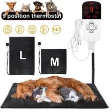Pet Electric Heating Pad Waterproof For Dog Cat w/ Chew Resistant Cord 9 Level