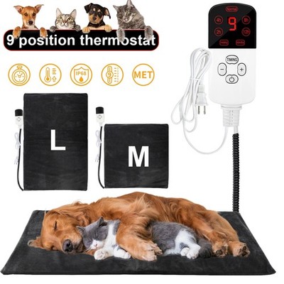 Pet Electric Heating Pad Waterproof For Dog Cat w/ Chew Resistant Cord 9 Level