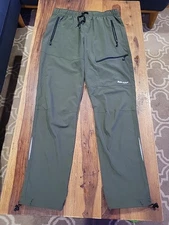 Ba Leaf Pants Men's Medium  Green Elastic Waist Athletic Outdoor Hiking