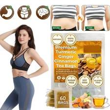 Turmeric, Ginger, Cinnamon Tea Bags, 100% Natural & No Additives & Caffeine Free