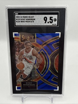2023-24 Panini Select - Premier Level Scoot Henderson #129 Blue Wave /74 RC)