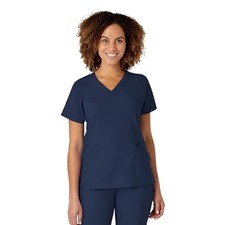 WINK WonderWORK Women's Mock Wrap Scrub Top Medium Navy