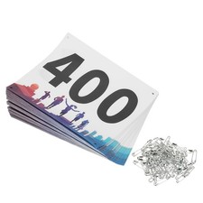 Running Bib Numbers 7x6 Inch, 301-400 Waterproof Competitor Number, Multicolor