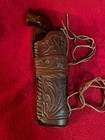 Western Style Single Loop Holster w/ Floral Tooling Brown Leather (#229B) — photo 7