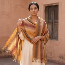 Sanskriti Vintage Multicolor 100 Pure Wool Shawl Woven Indian Traditional Stole