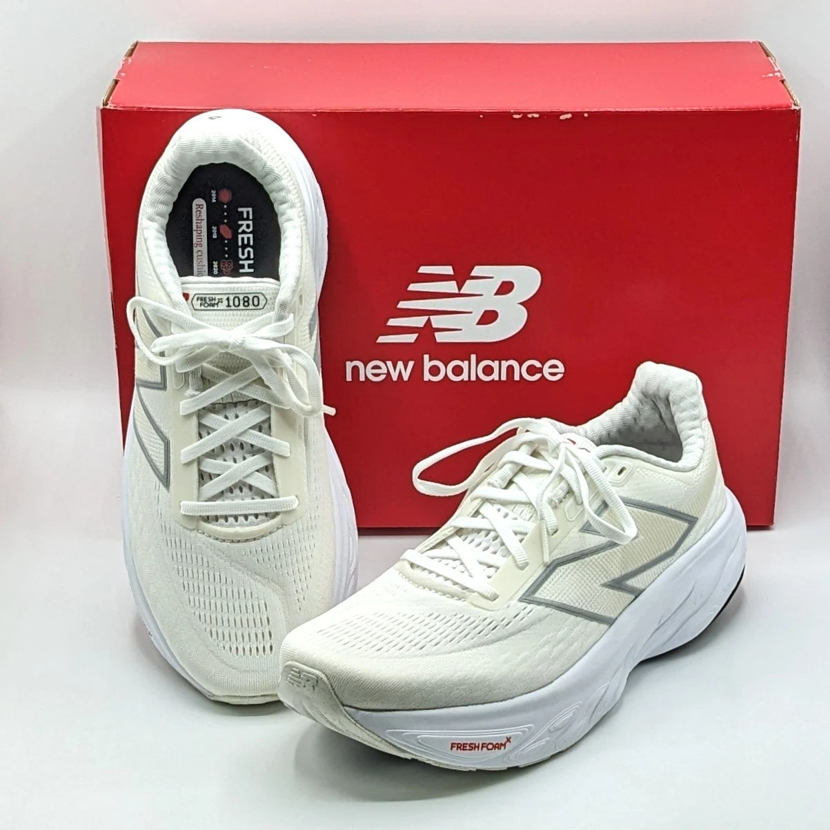 New Balance "Fresh Foam X 1080v14" Men’s Athletic Running Shoe [White/Beige] NEW