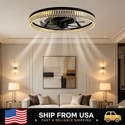 LETRY 18'' Smart RGB LED Ceiling Fan with Light Dimmable Remote Control Fan Lamp