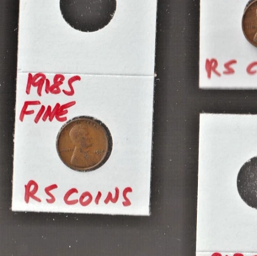 1918S   FINE   LINCOLN  CENT     FINE   1918S    /   RS COINS #18i  FREE SHIP !
