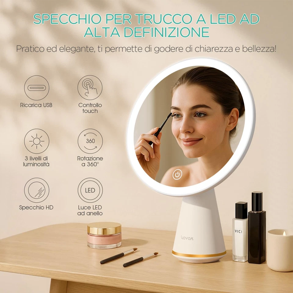 Specchio Trucco Con Luci Rimovibile Specchio Da Tavolo Angolo Regolabile Specchi - Immagine 2 di 4