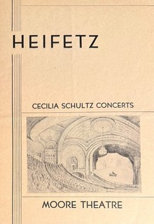 JASCHA HEIFETZ violinist program 1936 Seattle MARTHA GRAHAM MYRA HESS