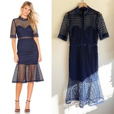 Bardot Fiona Mesh Dress in French Navy-size M