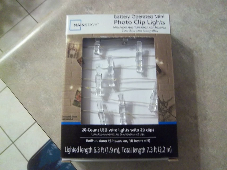 New - Photo Clip String Lights LED AA Battery Operated 20 Warm - Built-in Timer - Image 4 of 4
