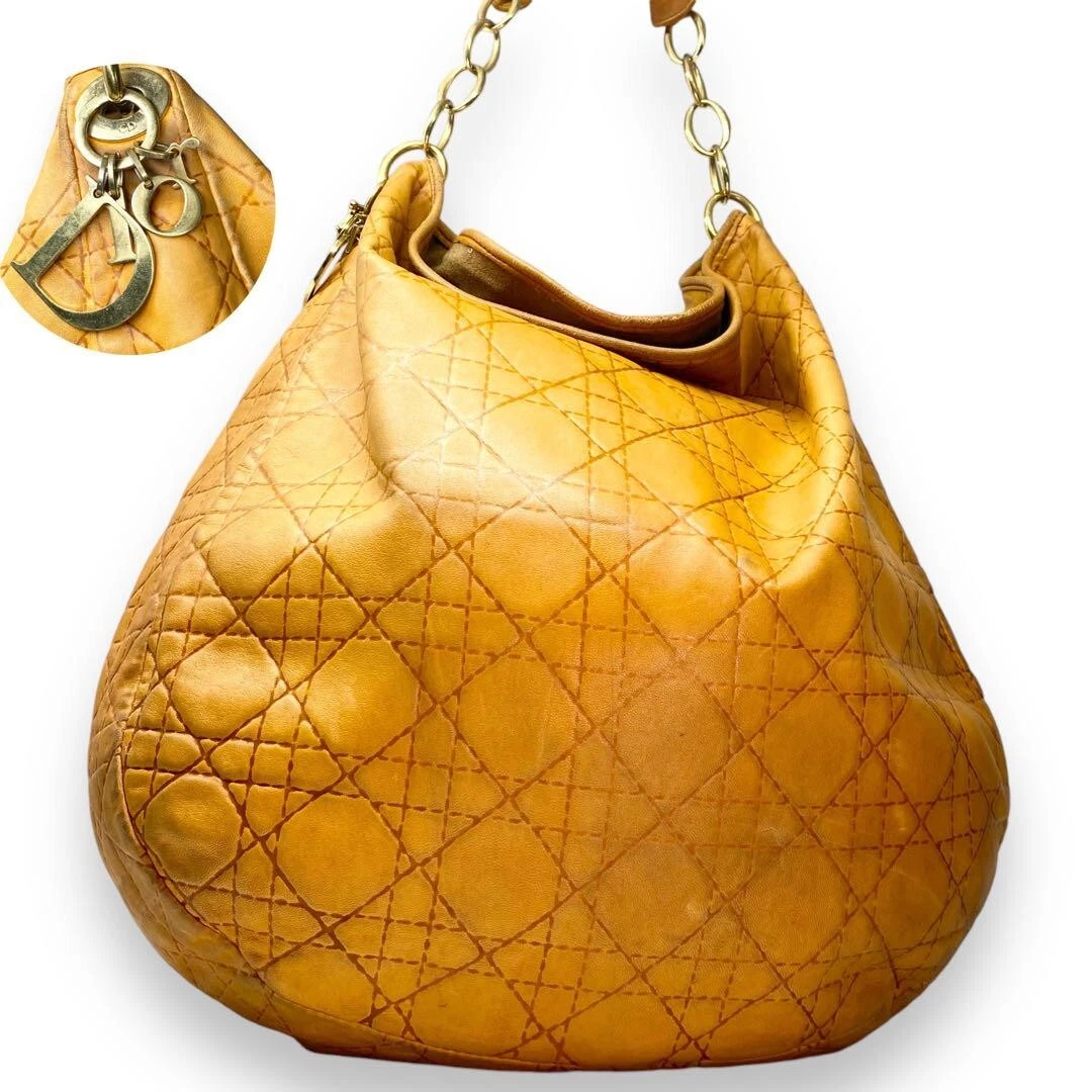Sac fourre tout CHRISTIAN DIOR logo cannage charme chaîne en relief quincaillerie dorée femme !!