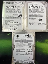 LOT OF QTY 3 100gb 2.5" Laptop SATA Replacement Hard Drives MIXED BRAND WORKING
