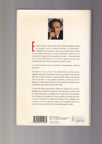 ELIE WIESEL - économies TOUS LES FLEUVES VONT A LA MER - MEMOIRES - SEUIL