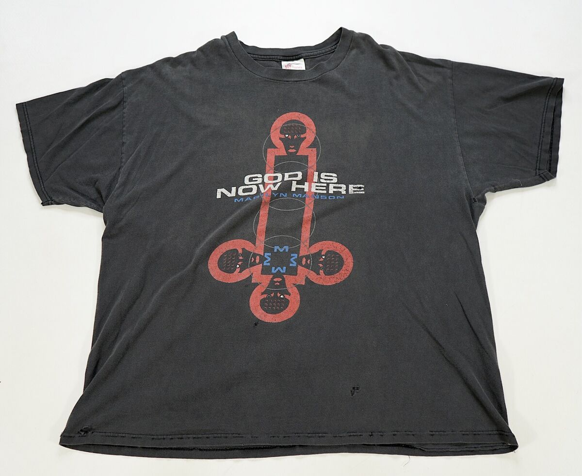 Rare VTG Marilyn Manson God Is Now Here Nowhere 1998 Tour T Rare VTG Marilyn Manson God Is Now Here Nowhere 1998 Tour T