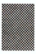 Teppich Flachflor Silber Grau Patchwork- Wohnzimmer handgenäht Leder 120x170 cm