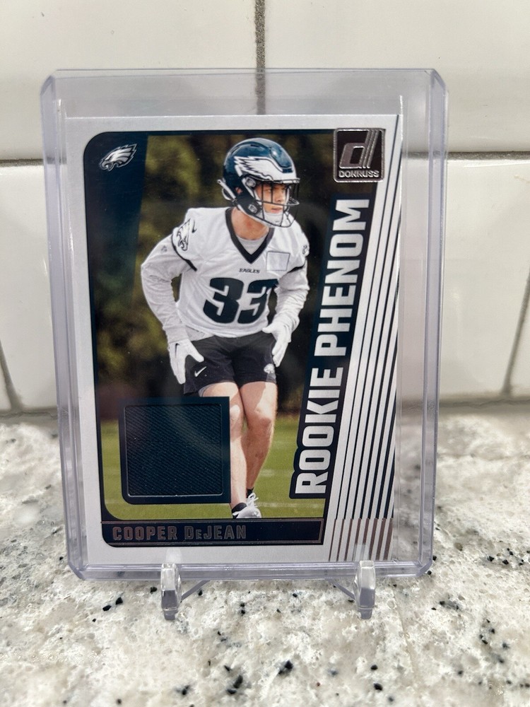 2024 Panini Donruss Cooper DeJean #RPJ-CDE Rookie Phenom Jersey Relic (RC,MEM)