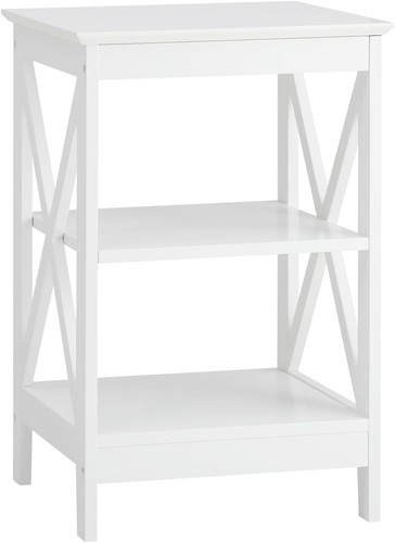 End Table with 3-Tier Shelf Sofa Side Table Coffee beside Table White - Picture 6 of 9