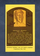 ERNIE BANKS, Cubs |1980 HOF postcard Curteichcolor Ireland BLACK ink A