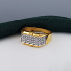 Genuine Gold Ring 22K Real Gold Ring Iced Out Round Cut CZ Men Dainty Gold Ring