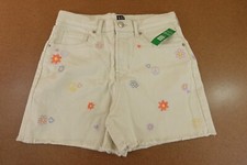 Gap Girls Size 16 Tan Chino Embroidered Floral Cut Off Denim Shorts NWT