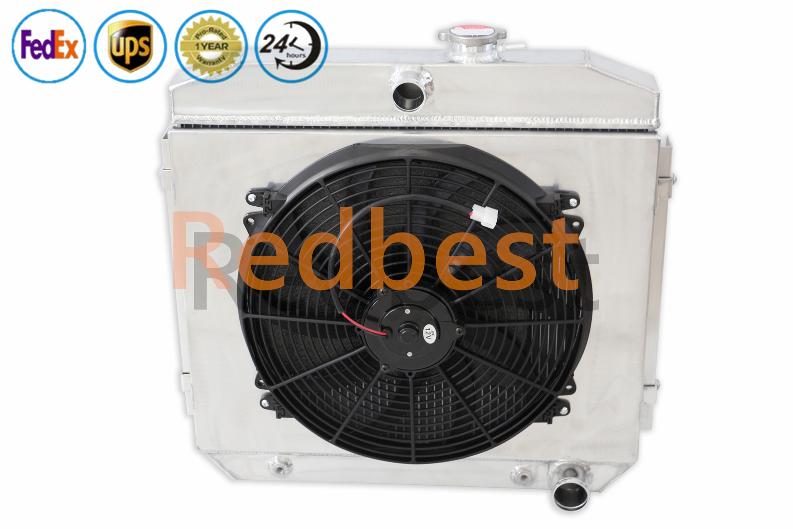 3 Rows Alu Radiator+Shroud+Fan For 55-57 Chevy Small Block 150/210 SBC V8 AT MT