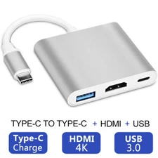Type C USB 3.1 to USB-C 4K HDMI USB 3.0 Adapter Cable 3 in 1 Hub For Macbook Pro