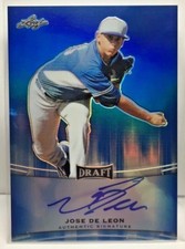 Jose De Leon 2015 Leaf Metal Draft BLUE Prismatic on-card Autograph Auto #'d/50