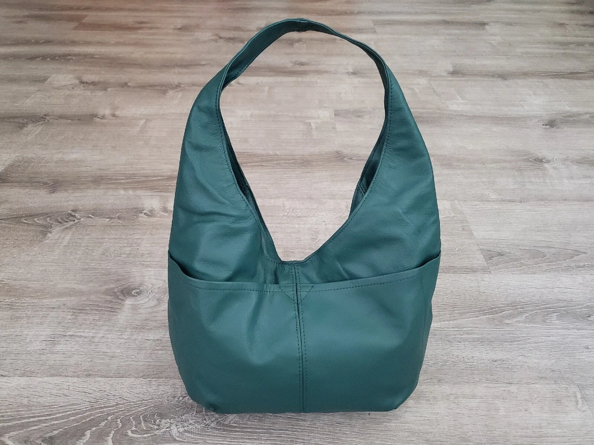 Green Leather Hobo Bag - Slouchy Leather Purse For Women