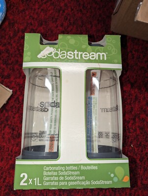 NEW 2x Sodastream 1L Carbonating Bottles- Black (Twin Pack)